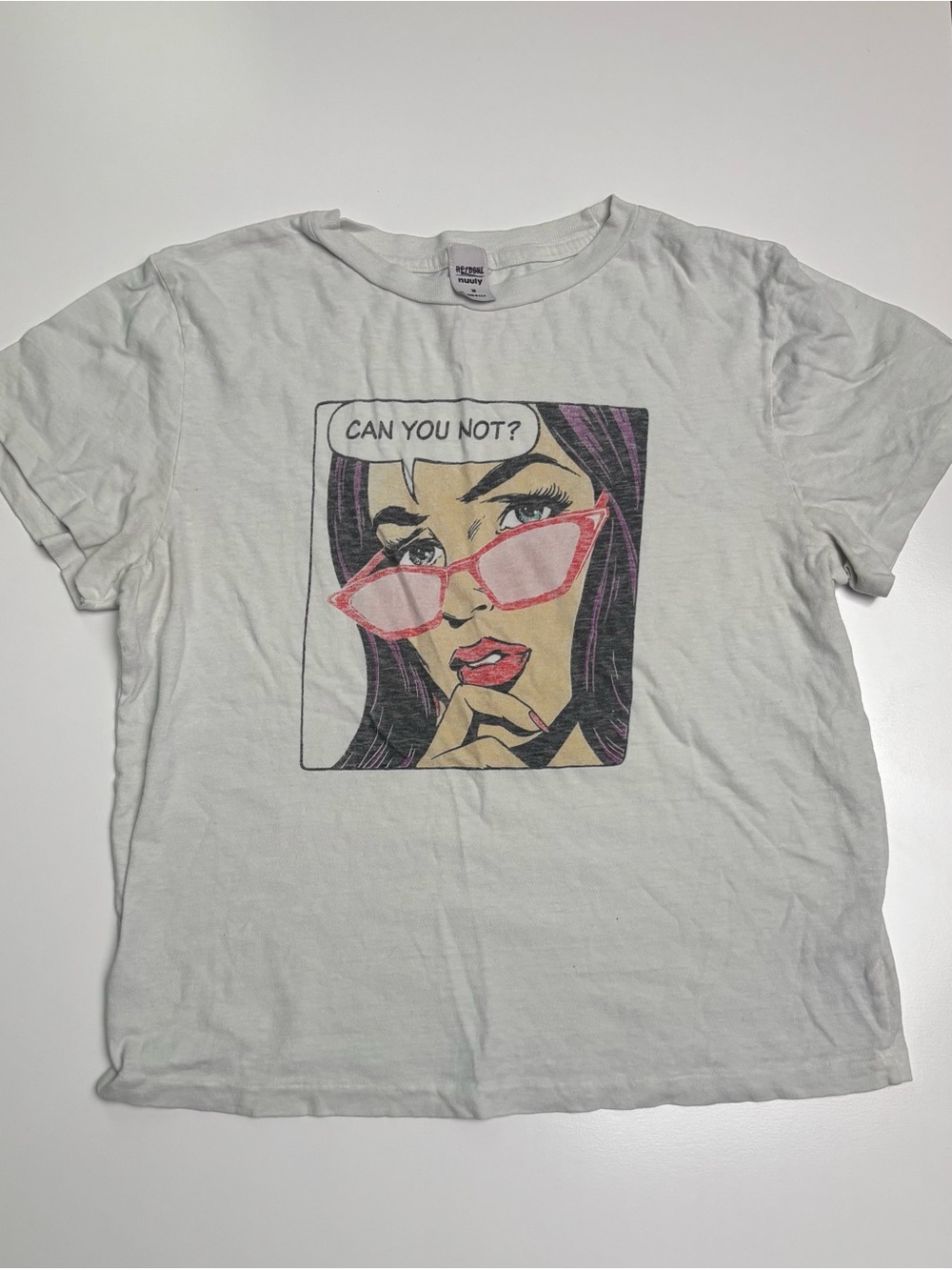 RE/DONE "Can You Not?" Pop Art Graphic Classic Tee White Size M